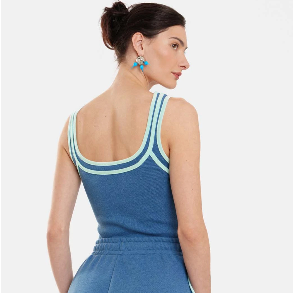 PCP Niki Rib Top Γυναικεία Αμάνικη Crop Μπλούζα - 2